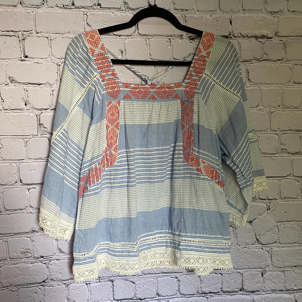 SOLD 🛒 Boho Striped Cotton Blouse